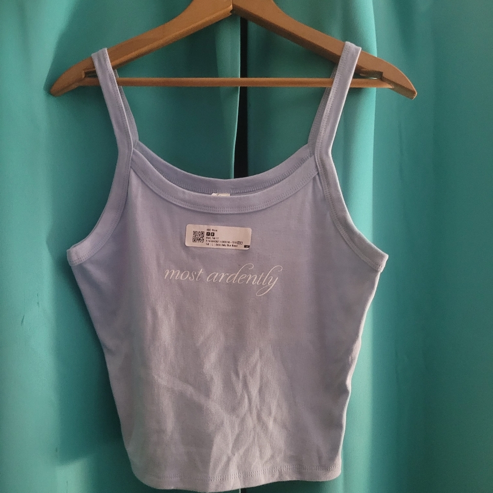 Women's Blue Tank Top Size L 52% Cotton/48 Poly 30" W Never Worn Or Tried On